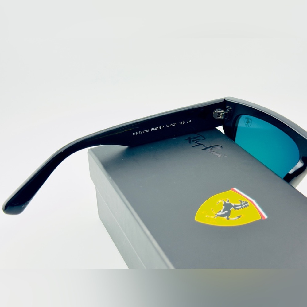 Ray-Ban Scuderia Ferrari Sunglasses RB2217M Black Frame Yellow-Orange Lenses - Picture 12 of 14